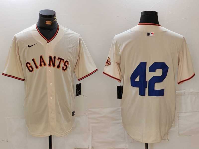 Mens San Francisco Giants #42 Jackie Robinson Cream Limited Stitched Cool Base Jersey->san francisco giants->MLB Jersey